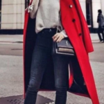 girl red Overcoat Vintage Long Trench Coat women Jacket Coats girl Business Casual Long Solid Windbreak Coat winter Outwear christmas gift