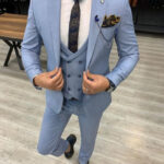 christmas men suitsMen Suits, Wedding Suits, 3 Piece Groom Wear, Light Blue One Button Body Fit Suits Men Tuxedo Suits