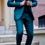 Men Suit teal blue 2 Piece Beach Wedding Suit Groom Wear Suit Wedding Suit Mens suits Men slim fit suit groomsmen suit teal blue formal