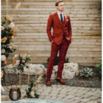 Men rust orange Suit, rustic beach wedding suit,rustic groomsmen suit, Gift For men, , brunt orange suit for men cocktail suit.