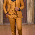 musterd yellow men suit Men's Luxury 3 Piece Suit Wedding Party suit groomsmen suit gift for men tuxedo suit slim fit suit yellow formal